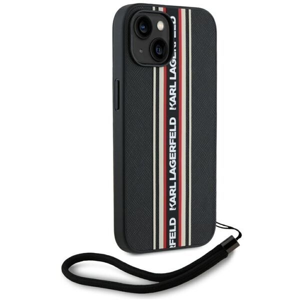 Etui Karl Lagerfeld Saffiano Athleisure  Stripes Cord do iPhone 15 czerwony