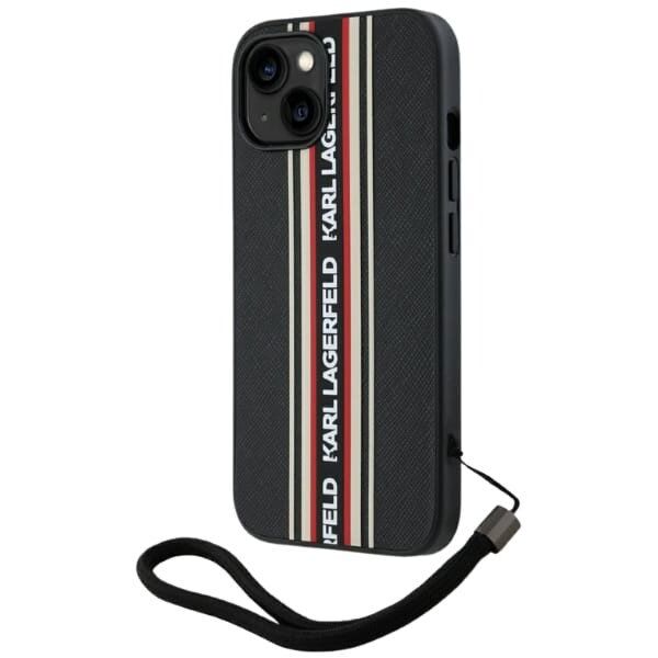 Etui Karl Lagerfeld Saffiano Athleisure  Stripes Cord do iPhone 15 czerwony