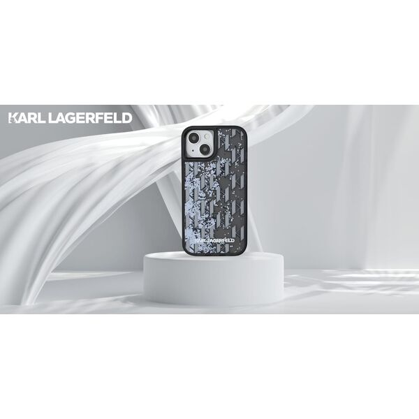 Etui Karl Lagerfeld Liquide Glitter      Monogram Gradient do iPhone 15 czarny
