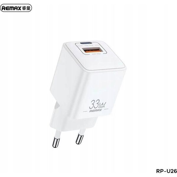 Ładowarka Remax ŁAD SIEC REMAX BATT SERIES PD QC 33W RP-U26 1xUSB + 1xUSB-C WHITE
