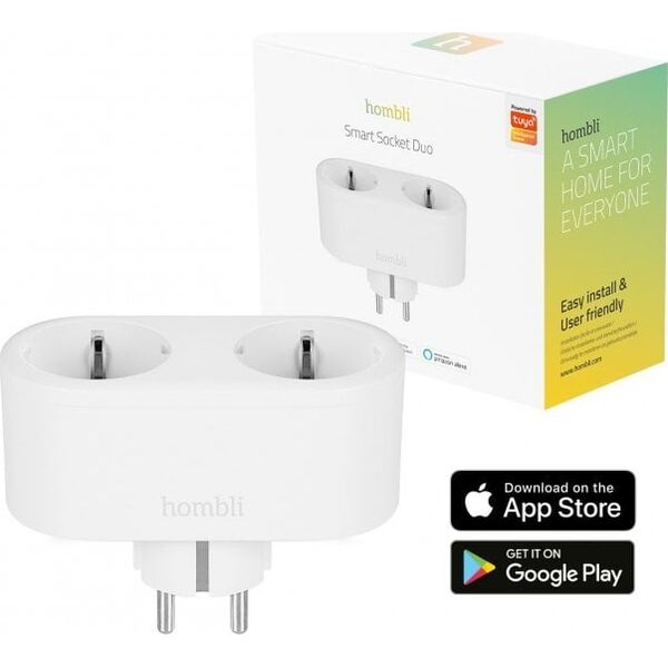 Hombli smarte διπλή πρίζα, λευκή 13875455 8719323914841