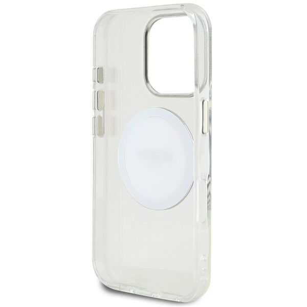 Etui Guess IML Metal Colored Circle      Classic Logo MagSafe do iPhone 16 Pro biały