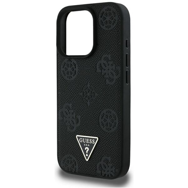 Etui Guess Grained Hot Stamp Peony       Triangle Logo MagSafe do iPhone 16 Pro Max czarny