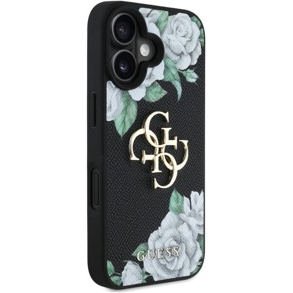 Etui Guess Grained Roses Big 4G logo do  iPhone 16 czarny