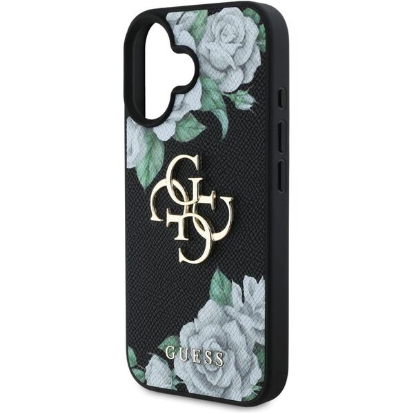 Etui Guess Grained Roses Big 4G logo do  iPhone 16 czarny