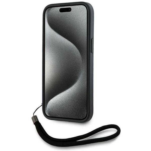 Etui Karl Lagerfeld Saffiano Athleisure  Stripes Cord do iPhone 15 Pro Max czarno-różowy