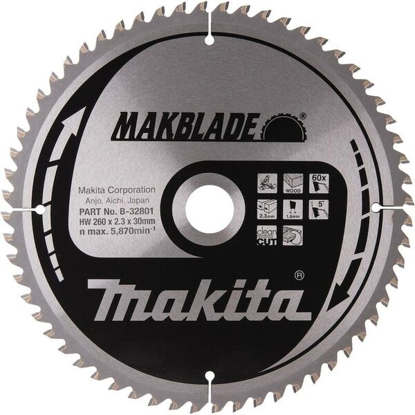 Makita MAKITA CIRCULAR SAW 260x30x100z MAKBLADE WOOD