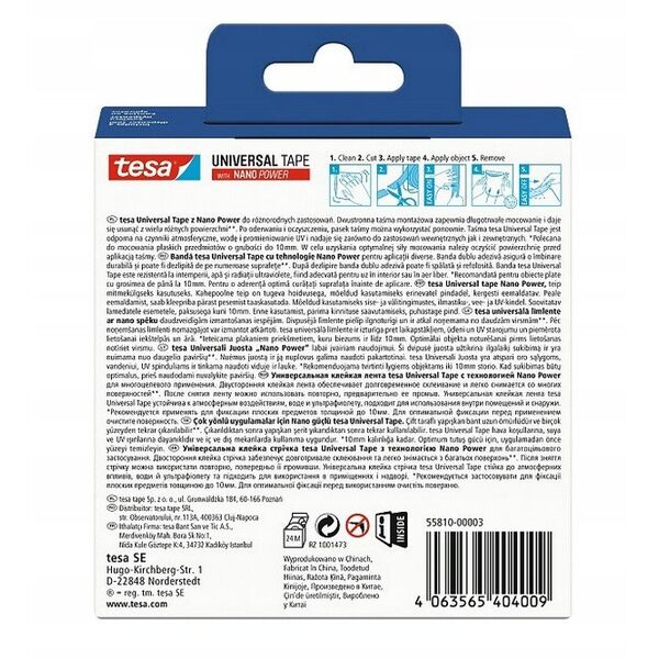 Taśma montaż.dwustr.nano power 3m:30mm transprentna