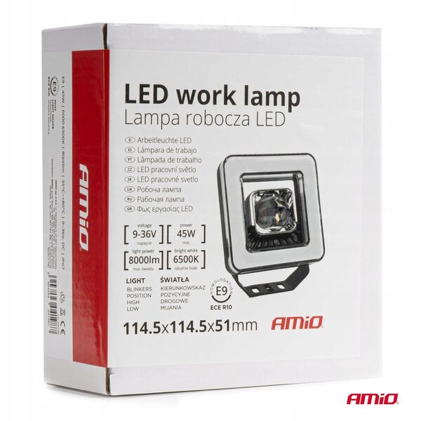 Lampa robocza szperacz led awl57 45w 6500k 8000lm 12v 24v amio-04198