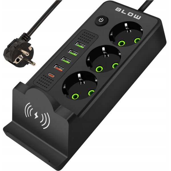 98-237# Przedłużacz sieciowy ps-350u 3-gniazda 4xusb+usb-pd 3m czarny 3x1mm