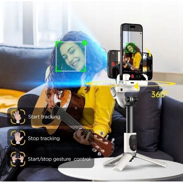 Gimbal Statyw Selfie Stick Lampa LED + Pilot do Telefonu / AOCHUAN M1 PRO
