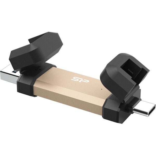Gold „Silicon Power DS72“ USB atmintinė 500 GB A tipo USB / C tipo USB 3.2 Gen 2 (3.1 Gen 2) Auksinė