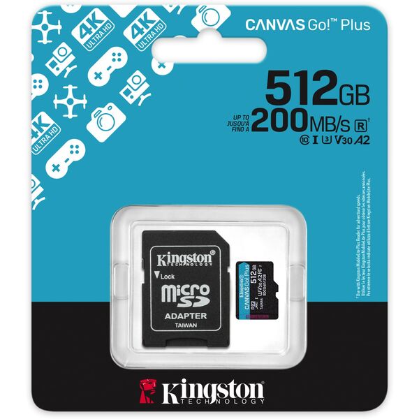 KINGSTON microSDXC Canvas Go Plus 512GB + Adapter