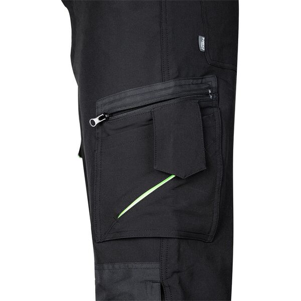Spodnie robocze Mix&Match, 4 way stretch, czarno-zielone, rozmiar L