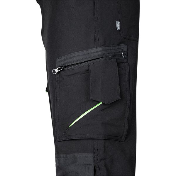 Spodnie robocze Mix&Match, 4 way stretch, czarno-zielone, rozmiar XS
