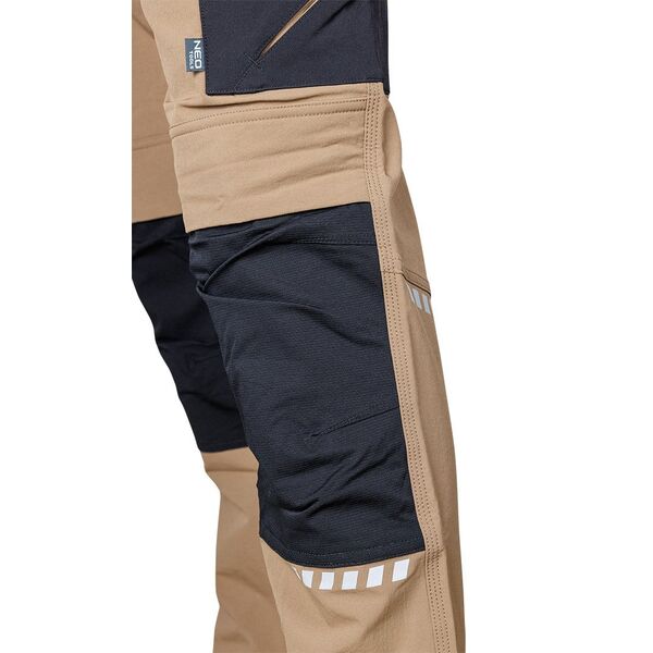 Spodnie robocze Mix&Match, 4 way stretch, z kaburami, Cordura, beżowo-czarne, rozmiar L