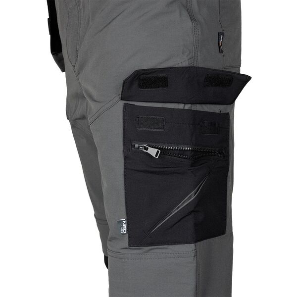 Spodnie robocze Mix&Match, 4 way stretch, z kaburami, Cordura, szaro-czarne, rozmiar XS