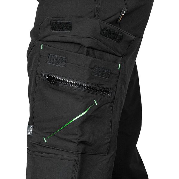 Spodnie robocze Mix&Match, 4 way stretch, z kaburami, Cordura, czarne, rozmiar XXL