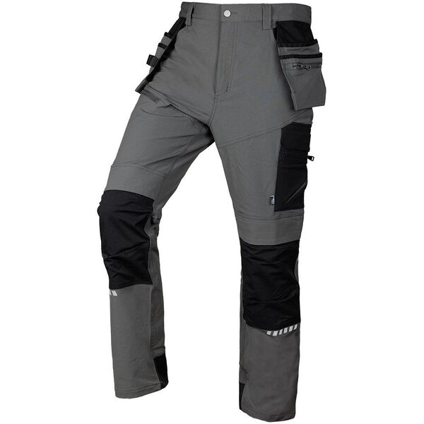 Spodnie robocze Mix&Match, 4 way stretch, z kaburami, Cordura, szaro-czarne, rozmiar XXL