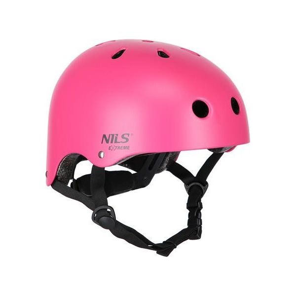 Nils Extreme Zestaw kask z ochraniaczami na rower rolki hulajnogę Nils Extreme mr290 h230 różowy rozmiar S
