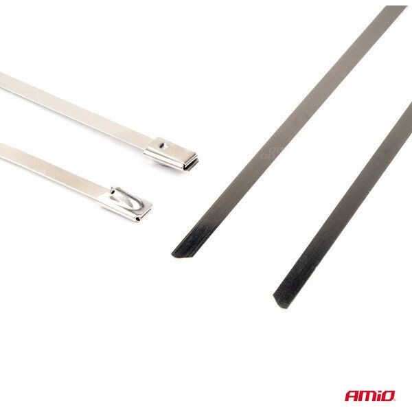 Opaski zaciskowe metalowe ze stali nierdzewnej 4.6x350mm 100 szt. amio-04324