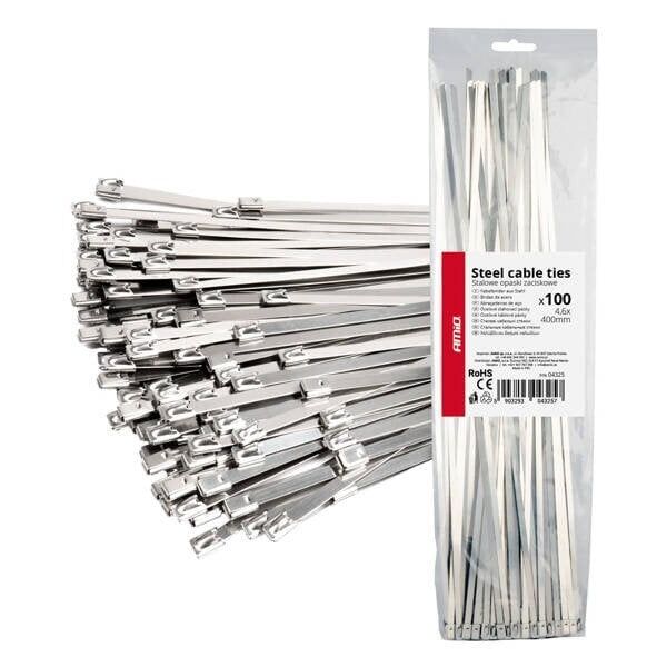 Opaski zaciskowe metalowe ze stali nierdzewnej 4.6x400mm 100 szt. amio-04325