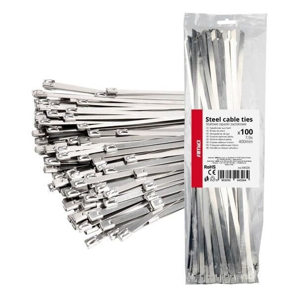 Opaski zaciskowe metalowe ze stali nierdzewnej 7.9x400mm 100 szt. amio-04326