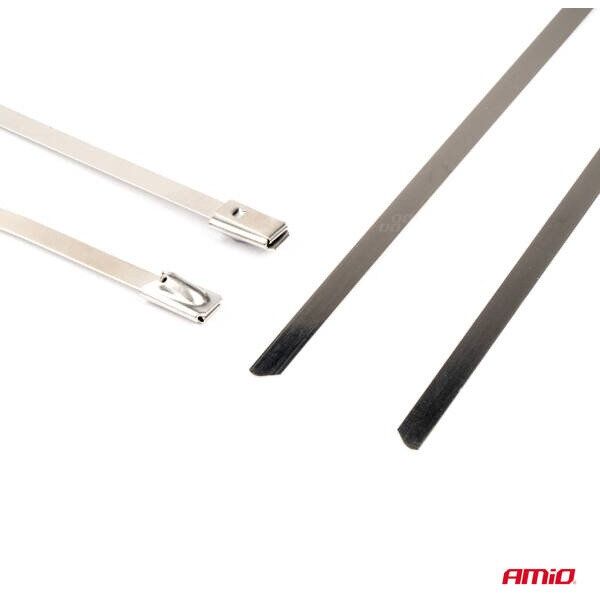 Opaski zaciskowe metalowe ze stali nierdzewnej 7.9x400mm 100 szt. amio-04326