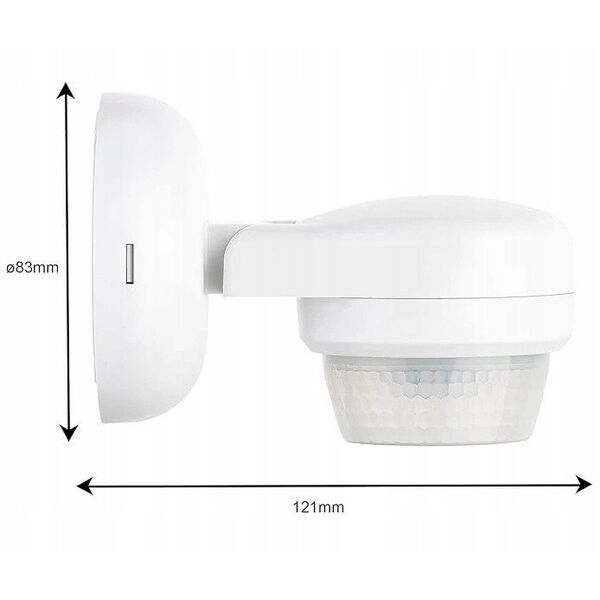 Czujnik ruchu 360st. IP65, 1200W, zasięg max. 24m, biały