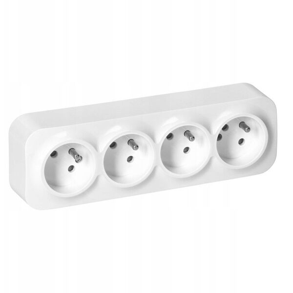 Gniazdo poczwórne ToDo 2P+Z IP20, 16A, 230V AC, biały, 8 sztuk
