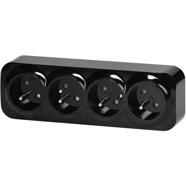 Gniazdo poczwórne ToDo 2P+Z IP20, 16A, 230V AC, czarny, 8 sztuk
