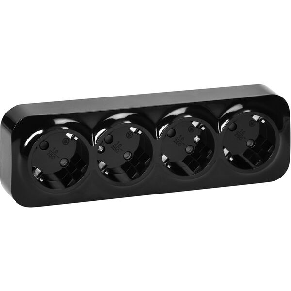 Gniazdo poczwórne ToDo 2P+Z Schuko IP20, 16A, 230V AC, czarny, 8 sztuk