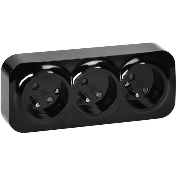 Gniazdo potrójne ToDo 2P+Z IP20, 16A, 230V AC, czarny, 10 sztuk