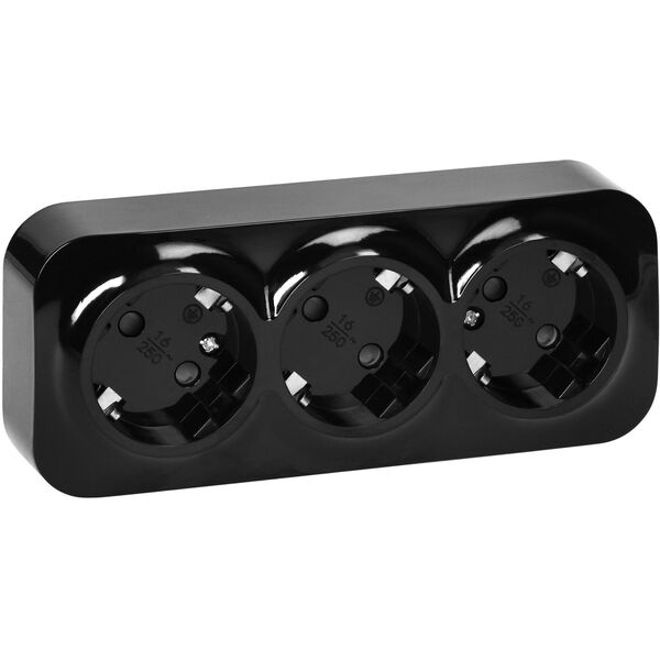 Gniazdo potrójne ToDo 2P+Z Schuko IP20, 16A, 230V AC, czarny, 10 sztuk