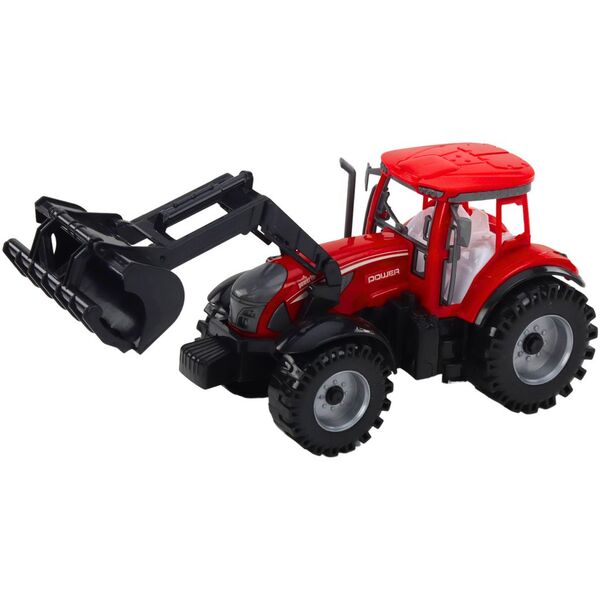 Zestaw Traktor Z Ładowaczem i Prasą Rolniczą Czerwony