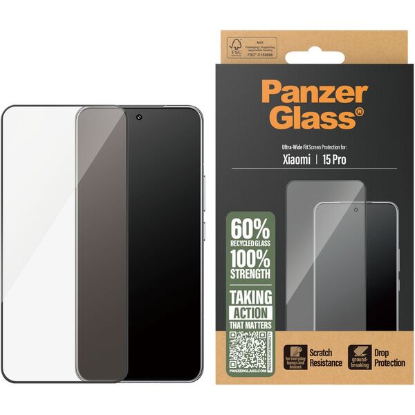 Szklo hartowane PanzerGlass Ultra-Wide    Fit w. Black Frame do Xiaomi 15 Pro