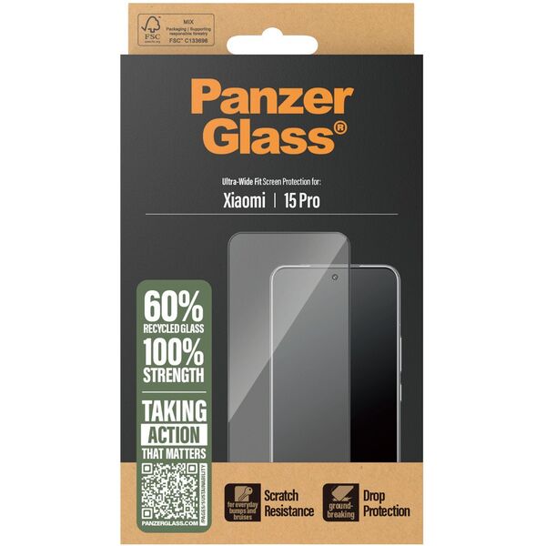 Szklo hartowane PanzerGlass Ultra-Wide    Fit w. Black Frame do Xiaomi 15 Pro