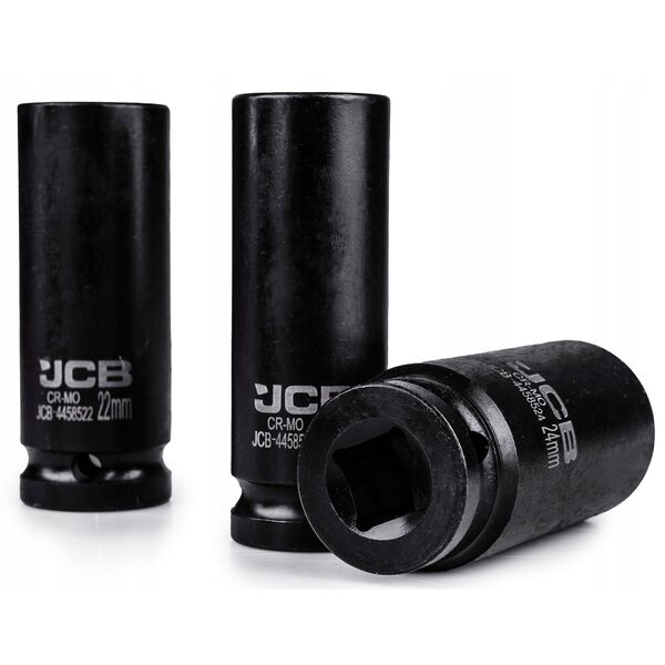 JCB ΚΑΡΥΔΑΚΙΑ ΚΡΟΥΣΤΙΚΑ ΜΑΚΡΑ σετ 10τεμ. 1/2" 6-ΓΩΝΟ. (10-24mm)