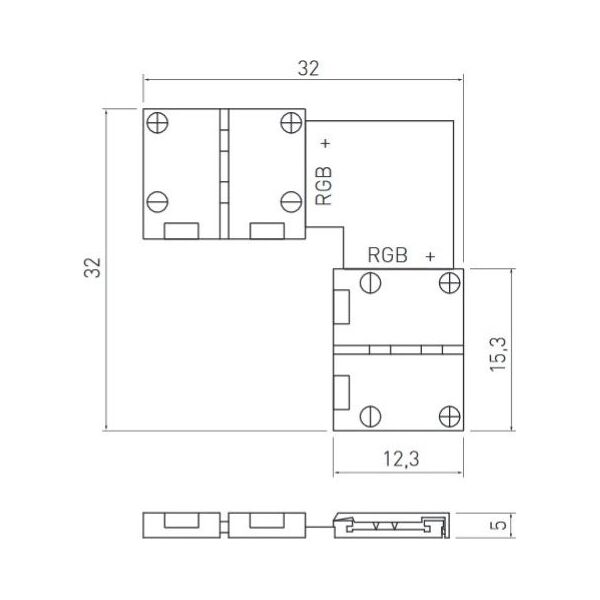 GTV Złączka kątowa XC11 do taśm LED RGB LD-ZTKTRGB-04N - LD-ZTKTRGB-04N