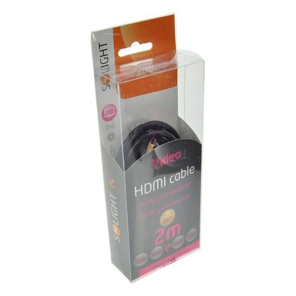 Solight HDMI καλώδιο με Ethernet, HDMI 1.4 A σύνδεσμος - HDMI 1.4 A σύνδεσμος, συσκευασία blister, 2m