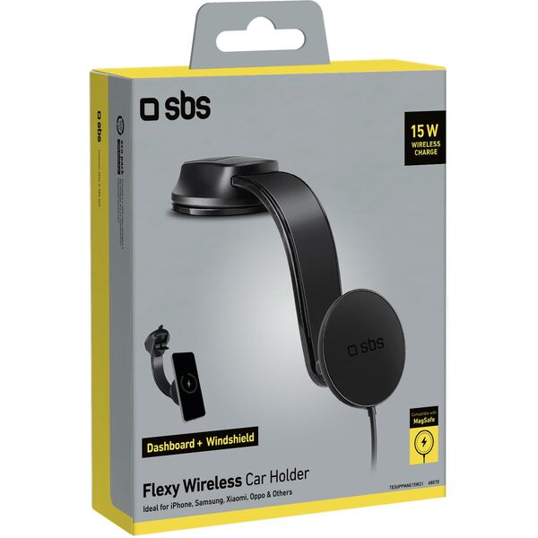 Βάση για smartphone με επαγωγικό φορτιστή SBS TESUPPMAG15W2115W συμβατή με MagSafe - μαύρο