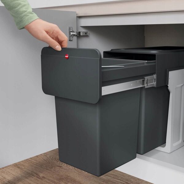 Kosz na pranie Hailo HAILO Built-in waste bin EcoLine Design L / 2x14L / black 030310100