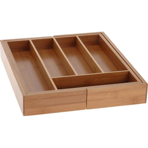 Excellent Houseware Organizer na sztućce rozsuwany bambusowy
