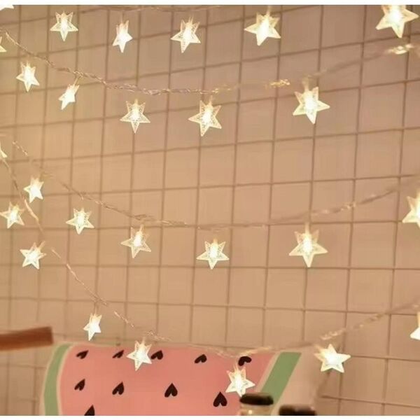 Girlanda 1.5m (10 lampek LED) USB Gwiazdki na Balkon, CIEPŁY BIAŁY