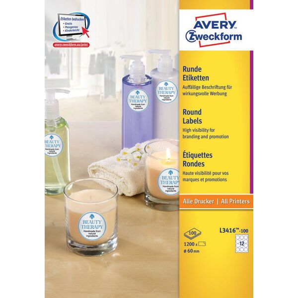 Avery Zweckform Etykiety okrągłe Ø 60 mm (L3416-100)