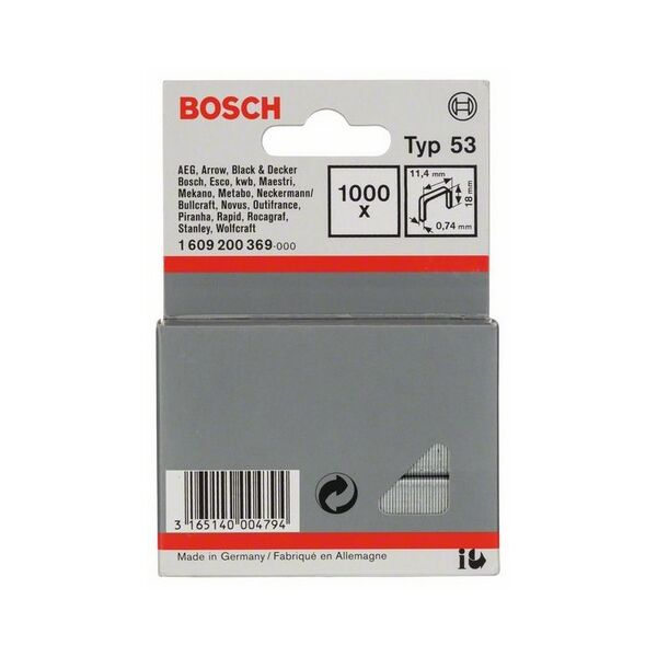 Bosch Zszywka z cienkiego drutu typ 53 11.4mm 1000szt. - 1609200369