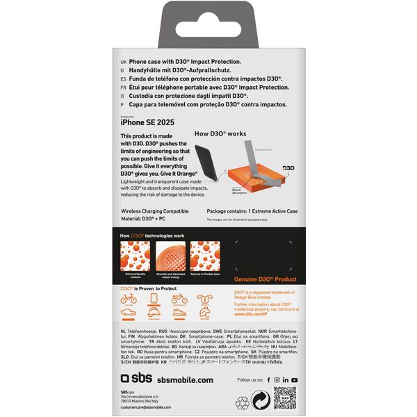 Etui SBS Extreme Active D3O do iPhone 16e - przezroczyste