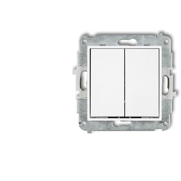 MINI Mechanizm łącznika zwiernego, świecznikowego (dwa klawisze bez piktogramów, wspólne zasilanie) biały mat 25MWP-44.1