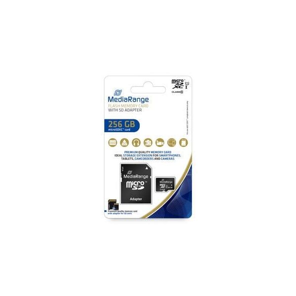 MediaRange SD MicroSD Card 256GB UHS-1 Cl.10 incl. Adapter