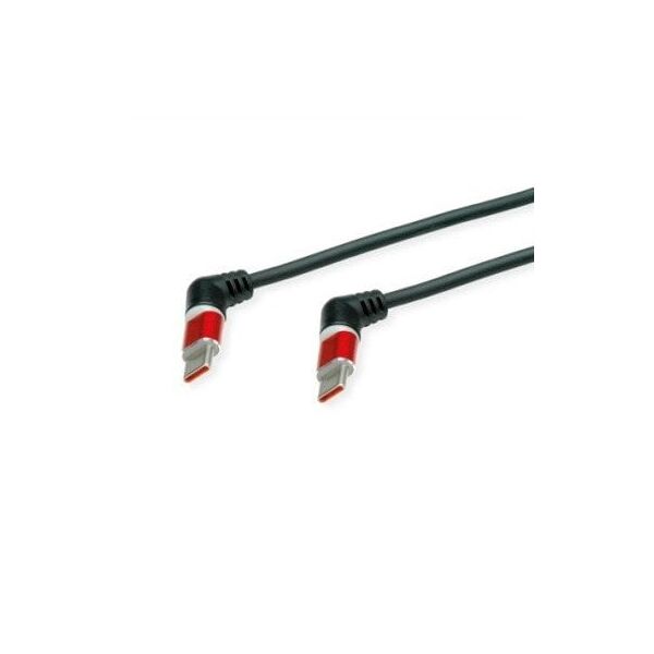ROLINE Περιστρεφόμενο καλώδιο USB 2.0 360°, C - C, M/M, 60W, κόκκινο-μαύρο, 2 m